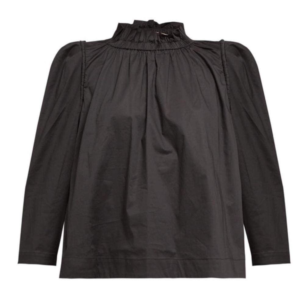 Sea NY Sienna ruffle Mock Neck Top  Black 2 XS